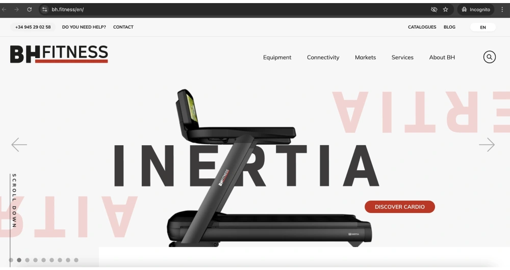 BH Fitness Website - Gym Equipment Brand